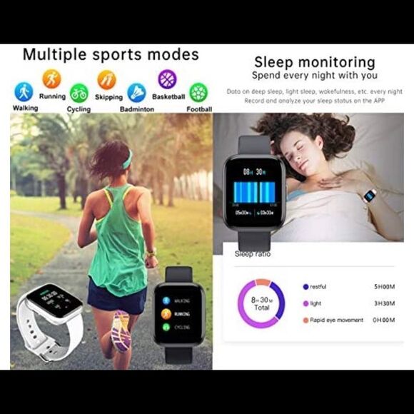 Smart watch black band and white band, unisex main image 9